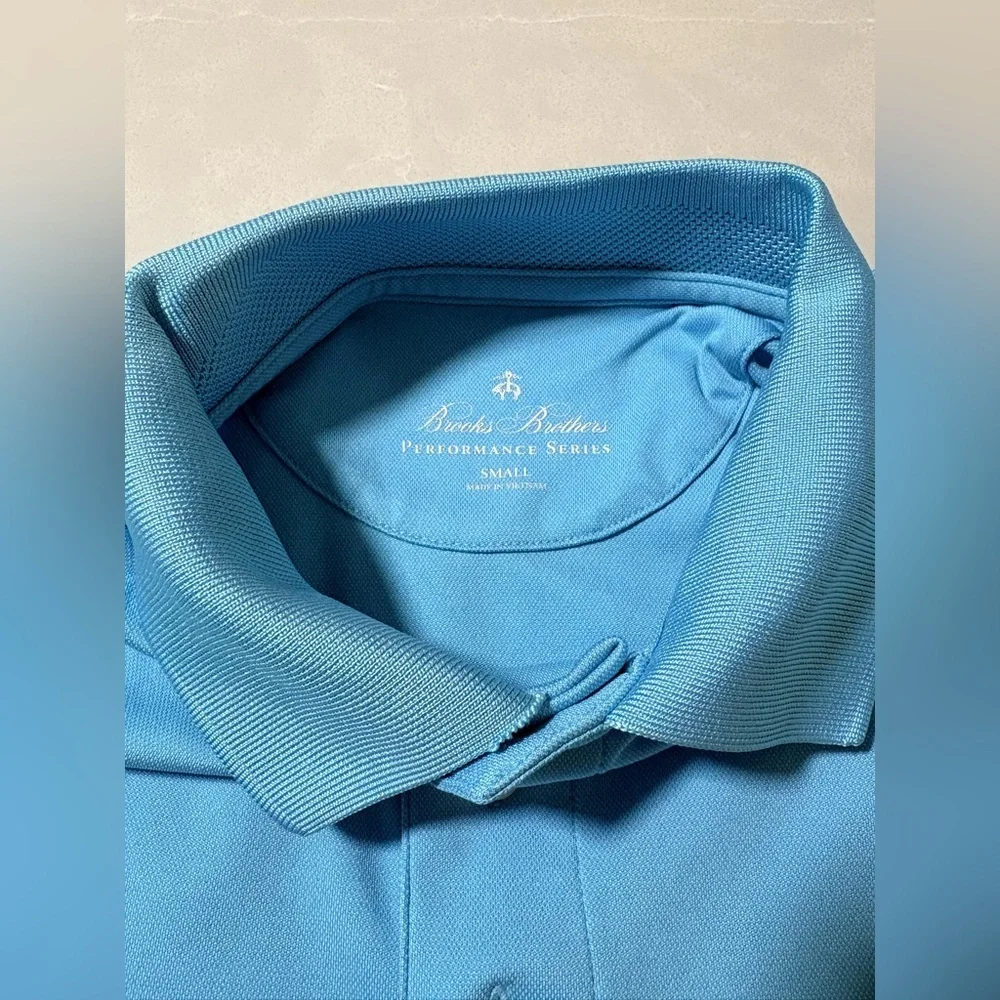 Brooks Brothers Men's Polo Shirt Light Blue Performance Series Golf Stretch | S